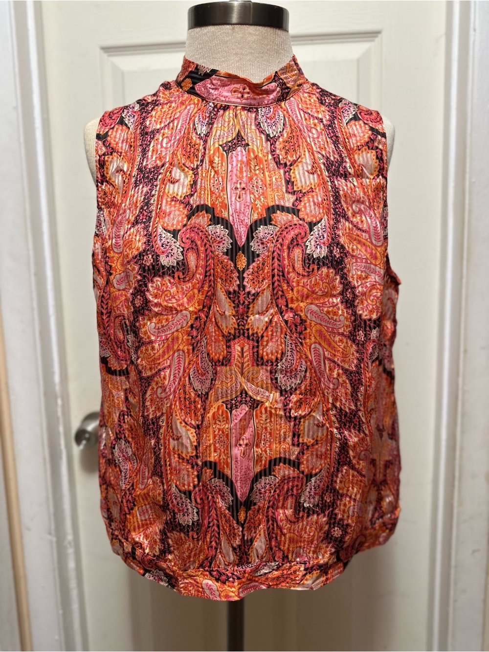 Talbots Petites 100% Pure Silk Paisley Sleeveless Blouse Size 16